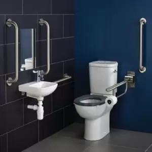 Image of Armitage Shanks Contour 21+ Doc M Pack with Close Coupled Toilet and Stainless Steel Rails - Left Handed