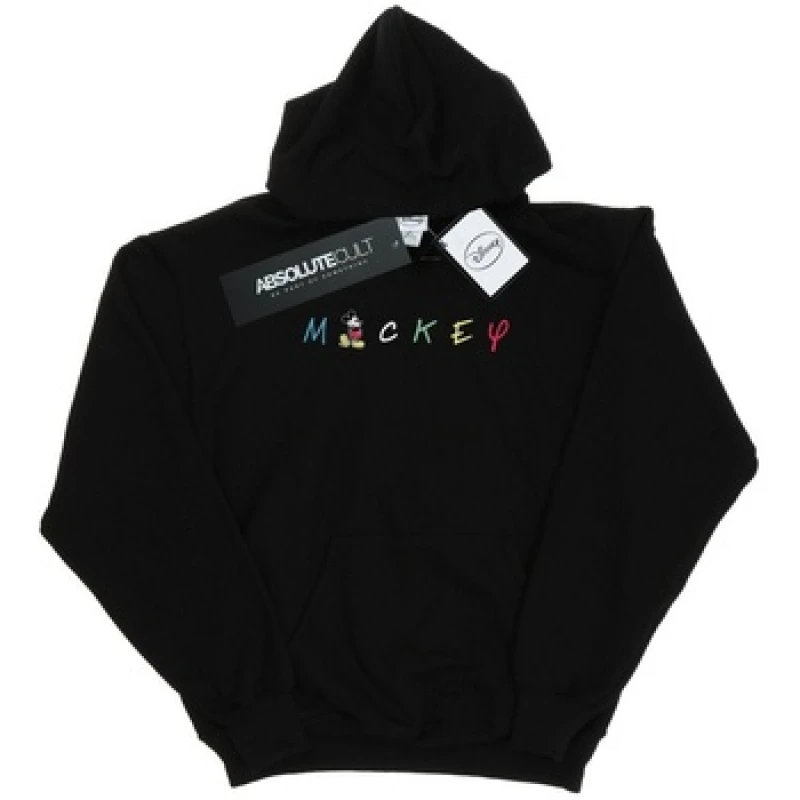 Image of Disney Mickey Mouse Wording Logo Hoodie Black male