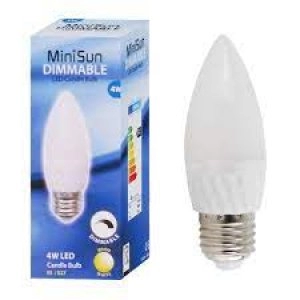 Image of MiniSun Multipack of 4 X 4W Frosted Candle LED Bulbs in Warm White wi