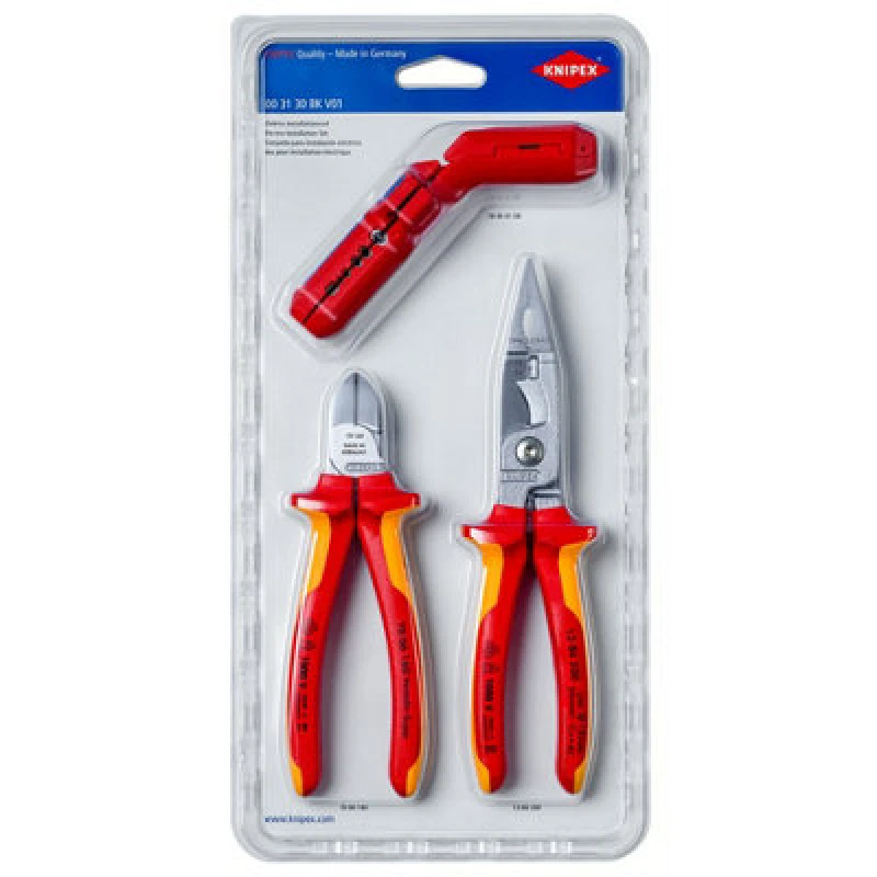 Image of Knipex 3 Piece Electrical VDE Installations Tool Kit 00 31 30 BK V01