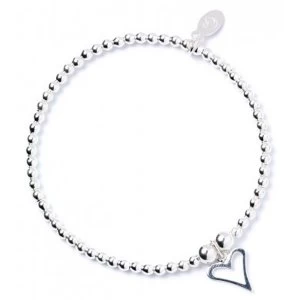 Image of Open Heart Charm Sterling Silver Ball Bead Bracelet