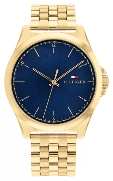 Image of Tommy Hilfiger 1710546 Mens Norris (42mm) Blue Dial / Gold- Watch