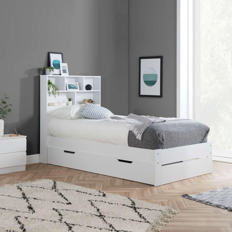 Image of Birlea Alfie 3ft Single White Wooden 1 Drawer Bed Frame