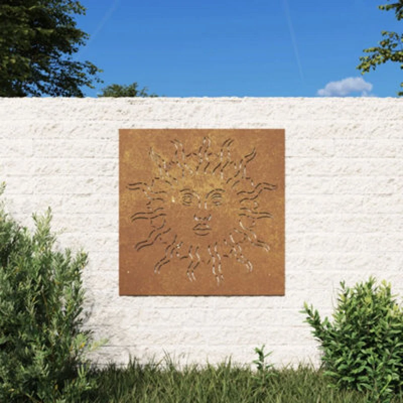 Image of Vidaxl Garden Wall Decoration 55X55cm Corten Steel Sun Design