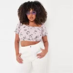 Image of Missguided Plus Size Floral Top - Pink