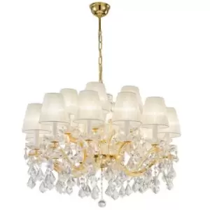 Image of Kolarz Lighting - Kolarz MARIA LOUISE - Classic Crystal 18 Arm Chandelier Polished Gold, 18x E14