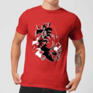 Image of Marvel Knights Daredevil Layered Faces Mens T-Shirt - Red - XL