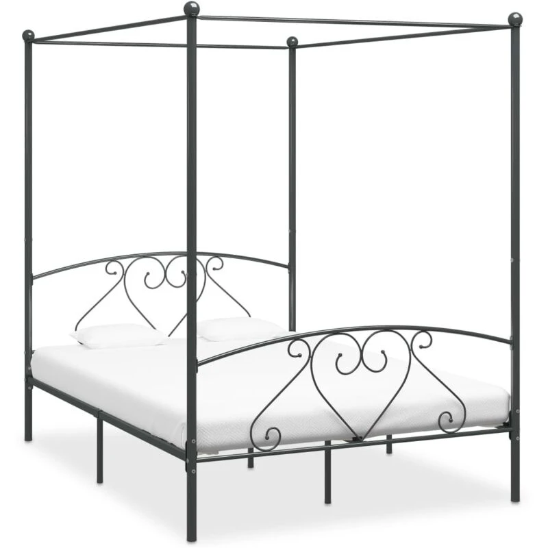 Image of VIDAXL 284443 Canopy Bed Frame without Mattress Grey Metal 140x200cm Vidaxl 8719883783598