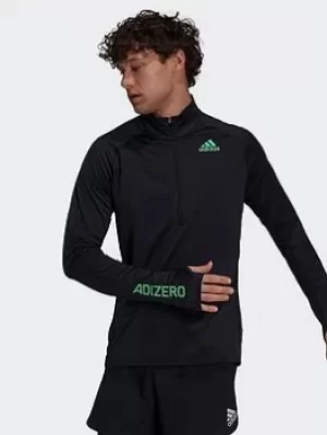 Image of adidas Adizero Warm 1/2 Zip Long-sleeve Top, Black, Size S, Men