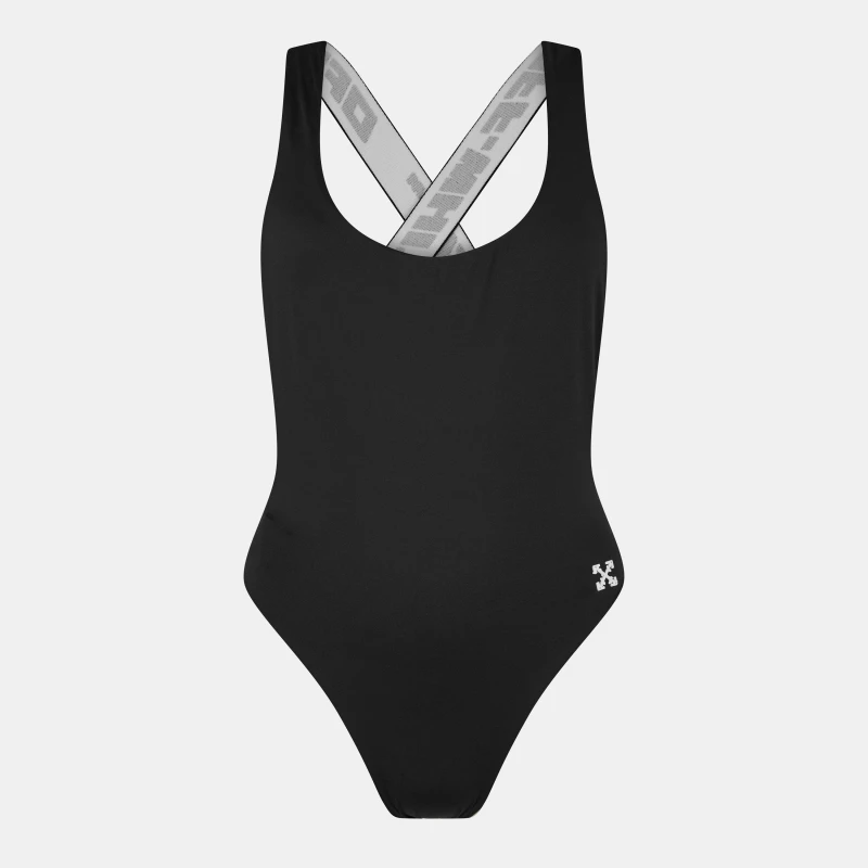 Image of Off White Womens Scoop Neck Swimsuit Black female 4 (3XS)