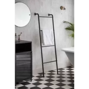Image of Adelphi Towel Ladder Rack Holder Airer Matt Black Steel Bathroom - Garden Trading
