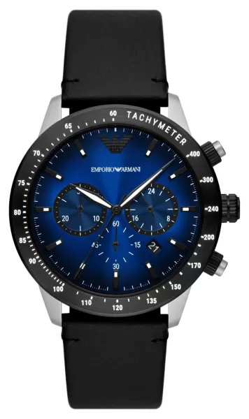 Image of Emporio Armani AR11522 Mens Blue Chronograph Dial Black Watch