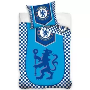 Image of Chelsea fc Cotton Crest Duvet Cover Set (Single) (Blue/White) - Blue/White