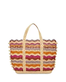 Image of Vanessa Bruno Cabas Large Stripe Raffia Tote