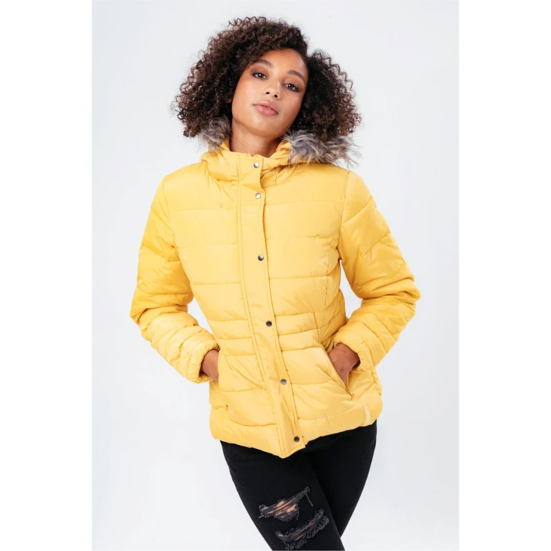 Image of Hype Shrt Coat W/Fur - Yellow Yellow 4