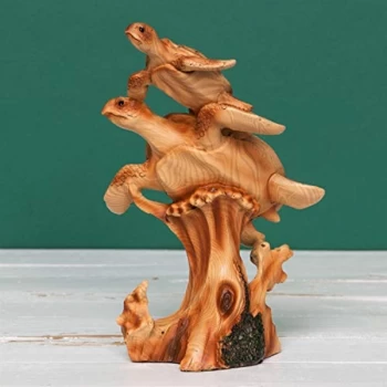 Image of Naturecraft Wood Effect Resin Figurine - Turtles