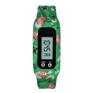 Image of Minecraft Green Lcd Tracker Watch With Printed Silicone Strap