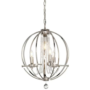 Image of Cassie - 4 Light Chandelier Polished Nickel - Elstead