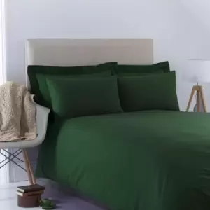 Image of Poetry Plain Dye 144 Thread Count Combed Yarns Bottle Green Single Duvet Cover Set - Green - Charlotte Thomas
