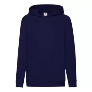 Image of Fruit Of The Loom Childrens Unisex Lightweight Hooded Sweatshirt / Hoodie (5-6) (Deep Navy)