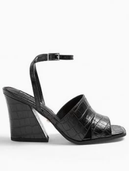 Image of Topshop Saffron Crocodile Print Chunky Sandals - Black