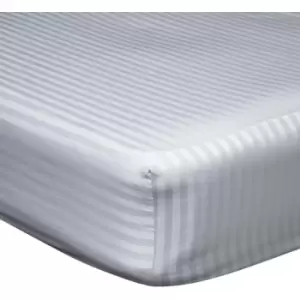 Image of Belledorm 540 Thread Count Satin Stripe Extra Deep Fitted Sheet (Superking) (Platinum) - Platinum