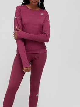 Image of adidas Cooler Long Sleeve Sweat Top - Dark Red, Dark Red Size M Women