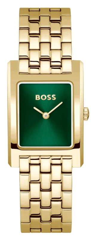 Image of BOSS 1502785 Lucy (22mm) Green Sunray Dial / Gold PVD Watch