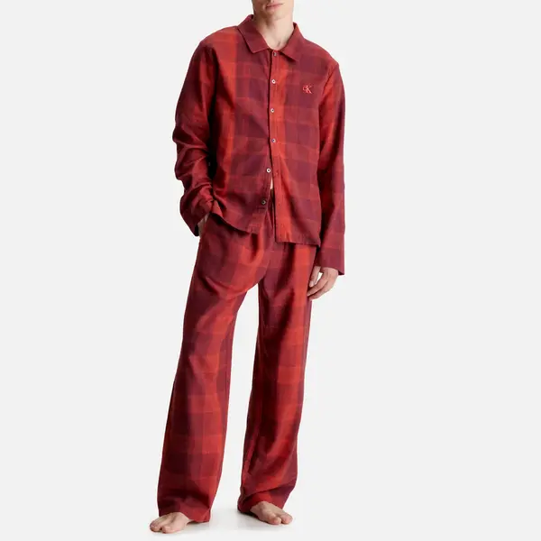 Image of Calvin Klein Long Sleeved Cotton-Flannel Pyjama Set - L