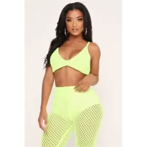 Image of I Saw It First Neon Lime Knitted Triangle Bralet - Green