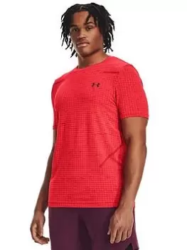 Image of Under Armour Seamless Grid T-Shirt, Pink Size M Men