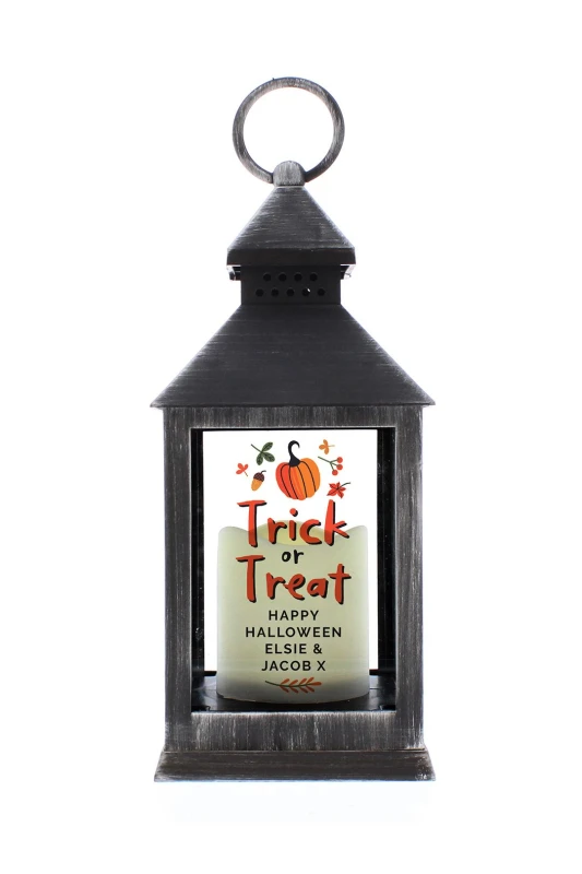 Image of Personalised Trick or Treat LED Lantern Black