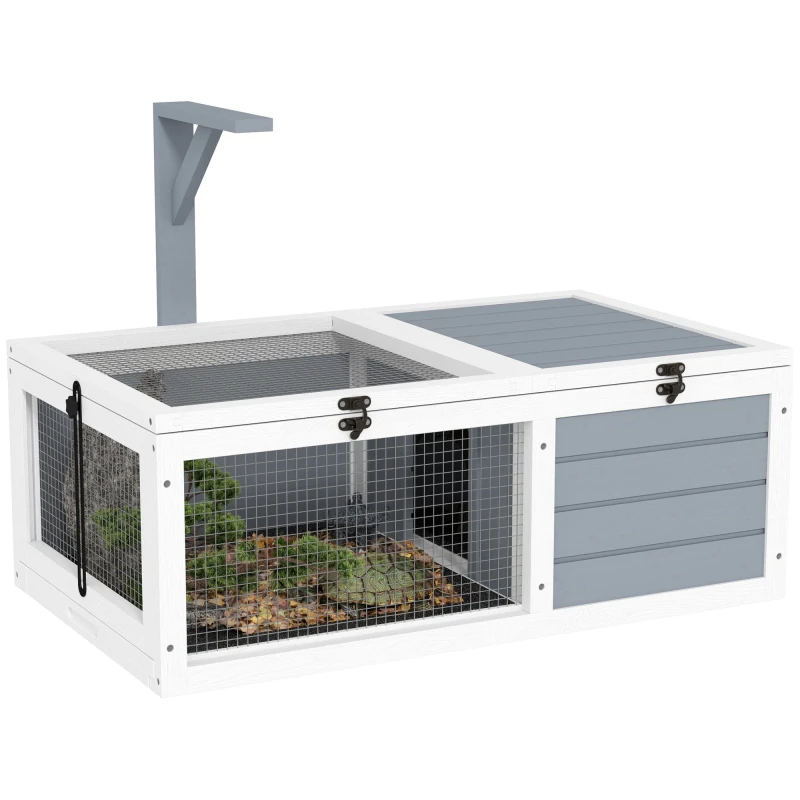 Image of PawHut Tortoise Enclosure w/ Run - Lamp Holder - Pull Out Trays - Hideaway TJ Hughes Light Grey 5063603747357