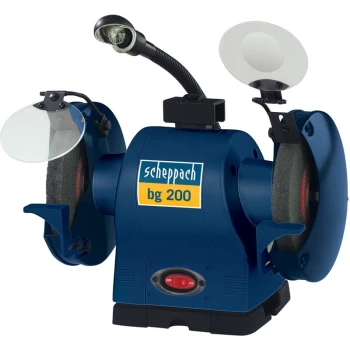 Image of Scheppach - BG200 550W 200mm Bench Grinder inc. Worklamp 230 V