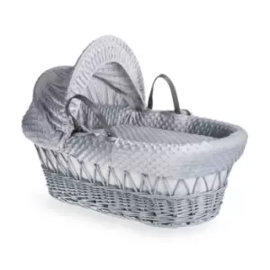 Image of Clair de Lune Dimple Grey Wicker Moses Basket - Grey