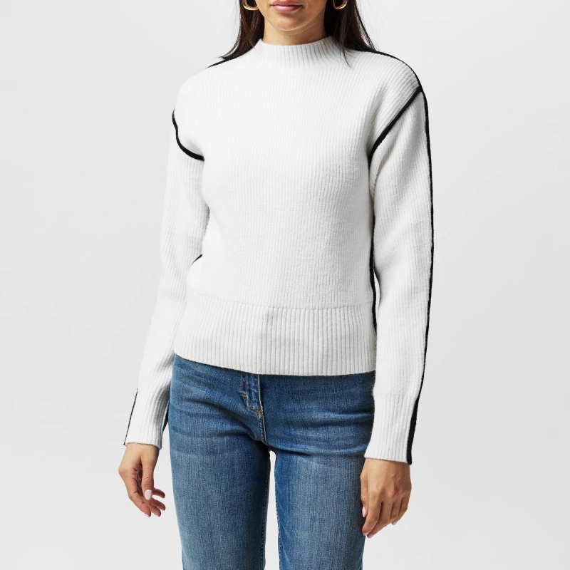 Image of French Connection Womens Crew Neck Jumper Blackout-White female 8 (XS)