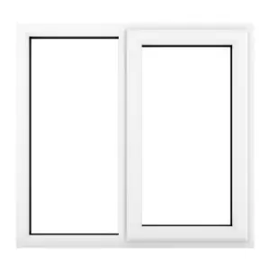 Image of Crystal uPVC Window A Rated Right Hand Side Hung next to a Fixed Light 1190mm x 965mm Clear Glazing - White