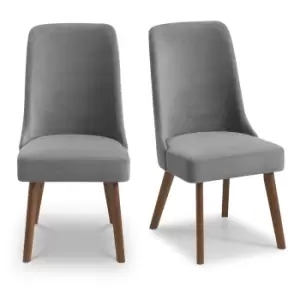 Image of Huxley Set of 2 Dining Chairs Grey Chenille Grey