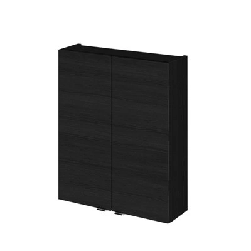 Image of Hudson Reed Fusion Wall Hung With 2 Soft Close Door Cabinet, Modern Bathroom Vanity Unit With Storage In Charcoal Black, 500mm