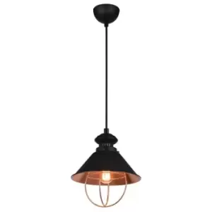 Image of Larissa Lighting - Larissa Razgrad Dome Ceiling Pendant Light 1x E27 Black Copper