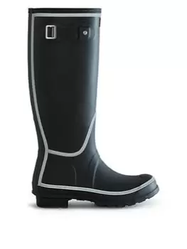 Image of Hunter Original Tall Reflective Wellington Boots, Black, Size 4, Women