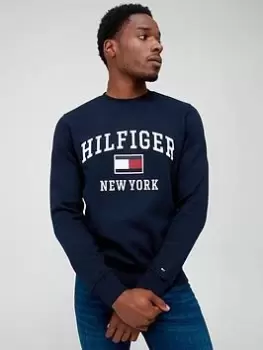 Image of Tommy Hilfiger Modern Varsity Sweatshirt - Desert Sky Navy , Desert Sky Navy Size M Men
