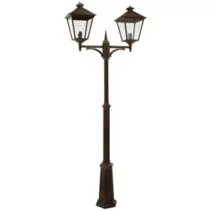 Image of Elstead Turin Grande - 2 Light Grande Twin Lamp Post - Black/Gold IP54