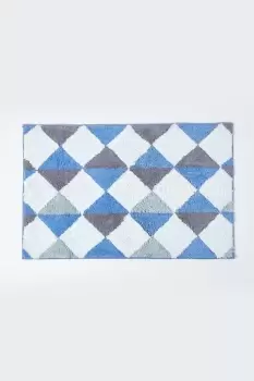 Image of Harlequin Pattern Yellow and Grey Cotton Bath Mat