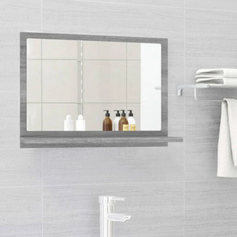 Image of Vidaxl Bathroom Mirror Grey Sonoma 60X10.5X37cm Engineered Wood