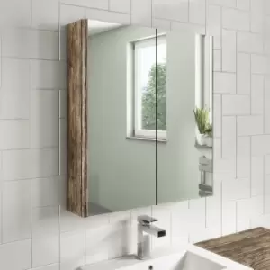 Image of Wood Effect Mirrored Wall Bathroom Cabinet 600 x 650mm - Ashford