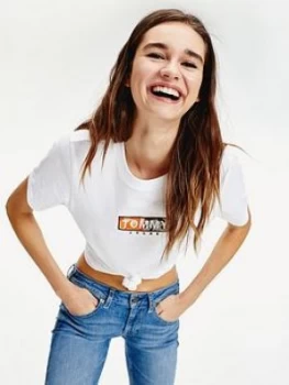 Image of Tommy Jeans Camo Square Logo T-Shirt - White