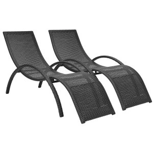 Image of Charles Bentley Curved Rattan Sun Lounger Pair