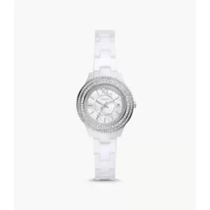 Image of Fossil Womens Stella Three-Hand Date Ceramic Watch - White