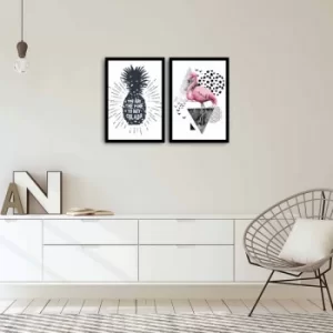 Image of 2PSCT-04 Multicolor Decorative Framed MDF Painting (2 Pieces)